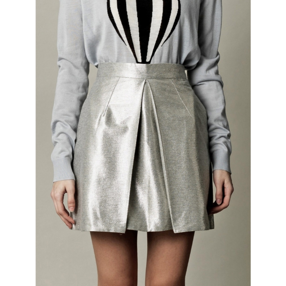 Markus Lupfer Metallic Box Pleat Mini Skirt